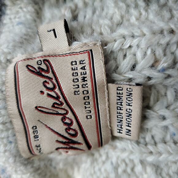 Woolrich Nordic Fisherman Grandpa Cable Knit Cardigan Sweater Cream VTG 90s Sz L - Picture 14 of 16